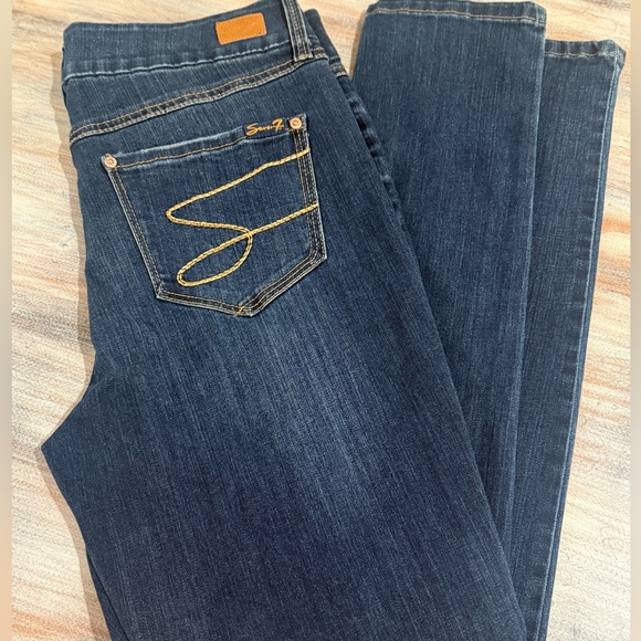 Seven7 Dark Blue High Rise Skinny Jeans - Picture 1 of 6